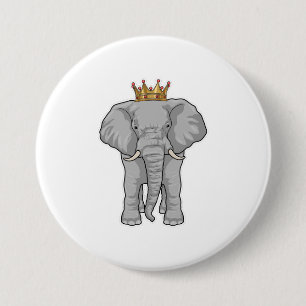 Elephant King Crown 3 Inch Round Button