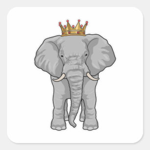 Elephant King Crown Square Sticker