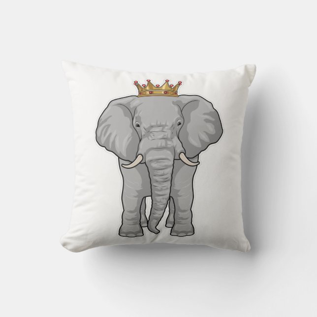 Elephant King Crown Throw Pillow (Front)