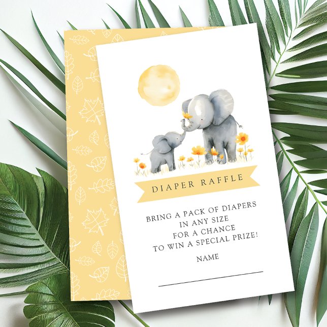Elephant Kisses Diaper Raffle Ticket Enclosure Card (Creator Uploaded)
