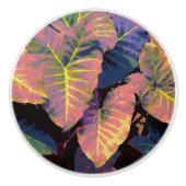 Elephant Leaves in Tropical Pastels Ceramic Knob (Front)