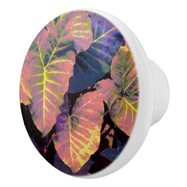 Elephant Leaves in Tropical Pastels Ceramic Knob (Right)