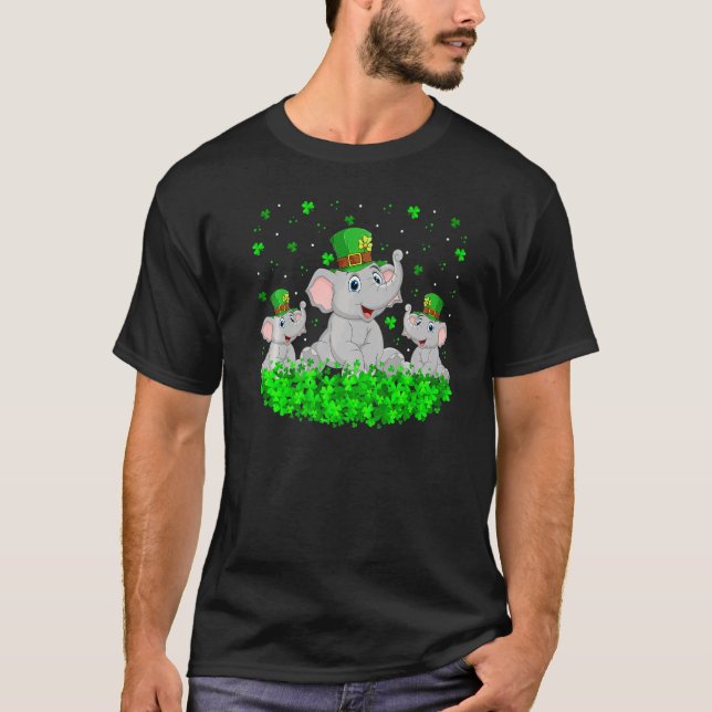 Elephant  Leprechaun Hat Elephant St Patrick S Day T-Shirt (Front)