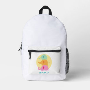 elephant , let's play printed backpack