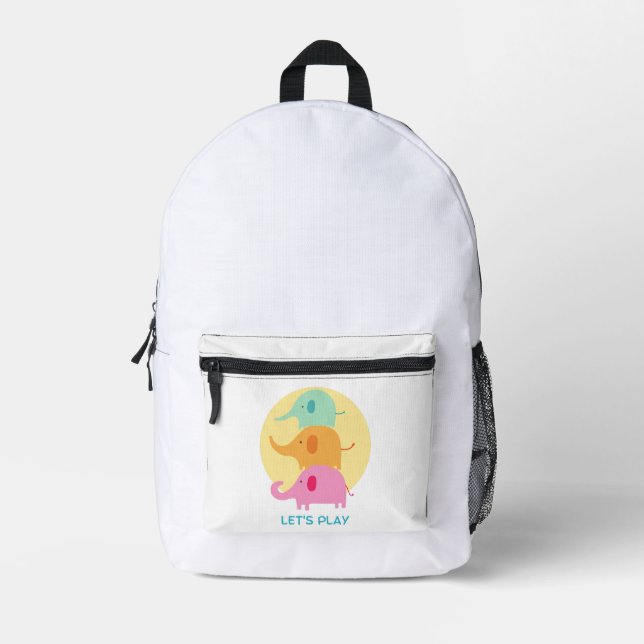 elephant , let's play printed backpack (Front)
