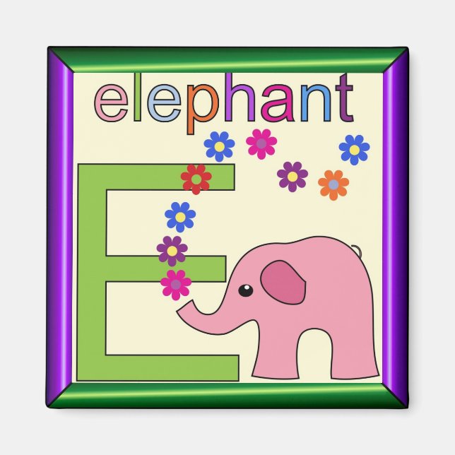 Elephant Letter E Magnet (Front)