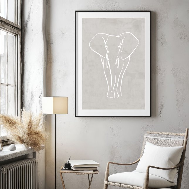 Elephant Line Art | Minimalist Safari Poster (Creator Uploaded)
