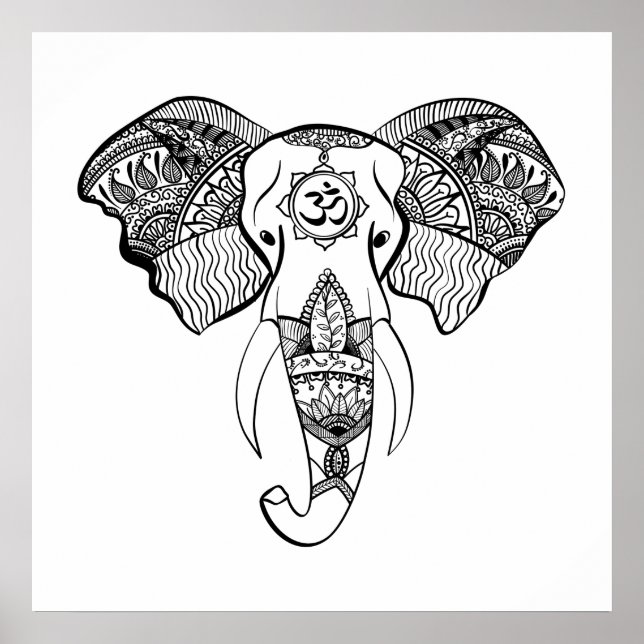 Elephant line drawing poster (Front)