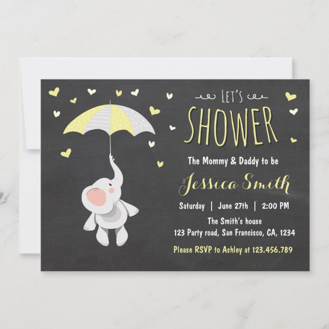Elephant Little Peanut Baby Shower Invitation (Front)