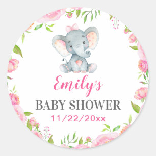 Elephant Little Peanut Girl Baby Shower Sprinkle Classic Round Sticker