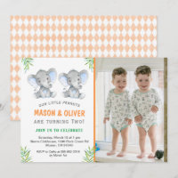 Elephant Little Peanuts Twin Boys Birthday Party