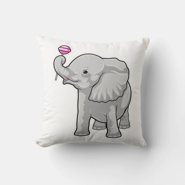 Elephant Lollipop Throw Pillow (Front)