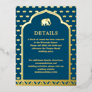 Elephant & Lotus Wedding Details Information Card
