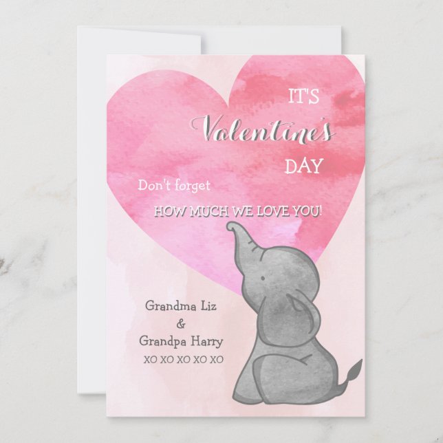 Elephant Love Carte Saint Valentin (Devant)
