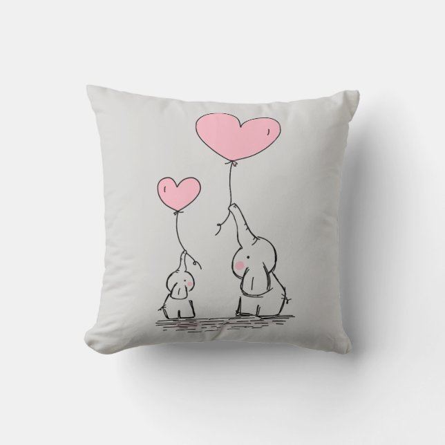 Elephant Love Throw Pillow (Front)