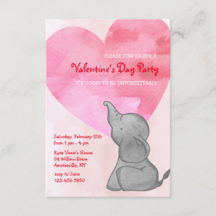 Elephant Love Valentine's Day Party Invitation