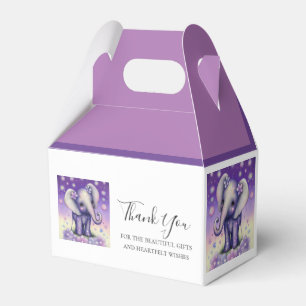 Elephant lovely Purple flower  thank you   Favor Box