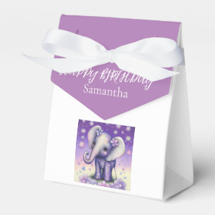 Elephant lovely Purple flowers Birthday Favour Box