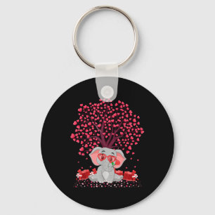 Elephant Lover Heart Tree Elephant Valentines Day  Keychain