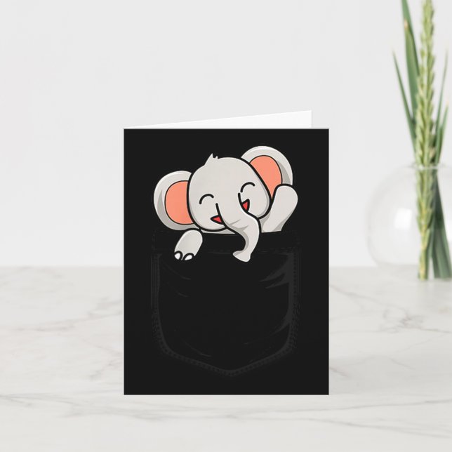 Elephant Lovers Cute Funny Elephant In Cket  Card (Front)
