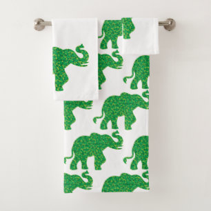 Elephant made of Shamrocks Bath Towel Set