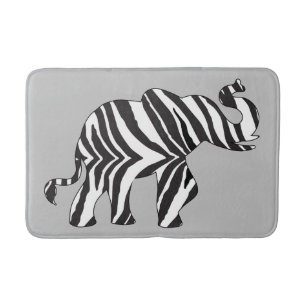 Elephant made up of Zebra Stripes Bath Mat