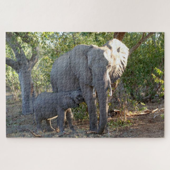 Elephant Maman and Baby 20 x 30Jigsaw Puzzle (Horizontal)