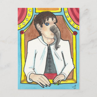 Elephant Man Circus Side Show Freak art postcard