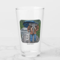 Elephant Man Walking Dogs Fantasy Art Glass Cup