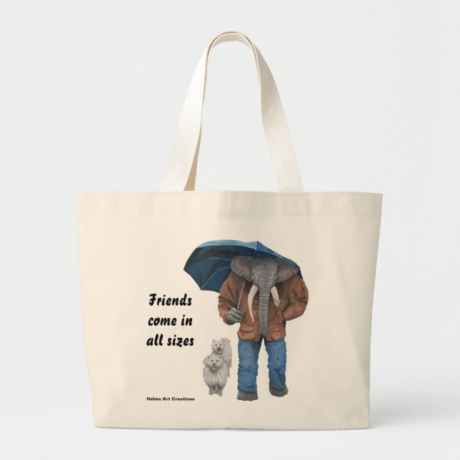 Elephant Man Walking Dogs Fantasy Art Tote Bag (Front)