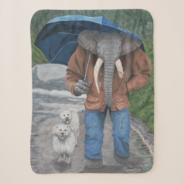 Elephant Man Walking Dogs Fantasy Sherpa Blanket (Front)