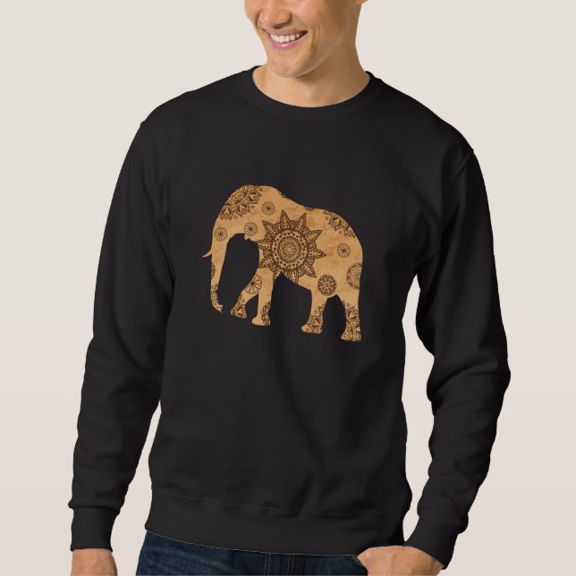 Elephant Mandala Spiritual Pattern Gold Shadow Sweatshirt (Front)