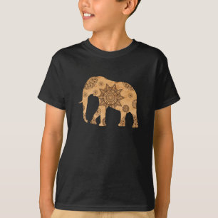 Elephant Mandala Spiritual Pattern Gold Shadow T-Shirt