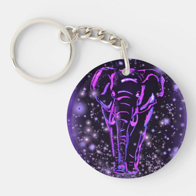 Elephant Marcher La Nuit Porte - clé Rose violet (Devant)