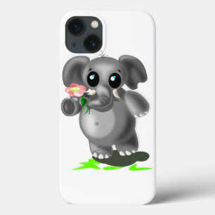Eléphant mignon avec coque iphone à fleurs