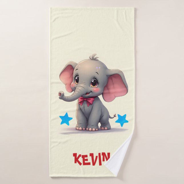 Eléphant mignon bébé avec Bow rouge (Serviette de bain)