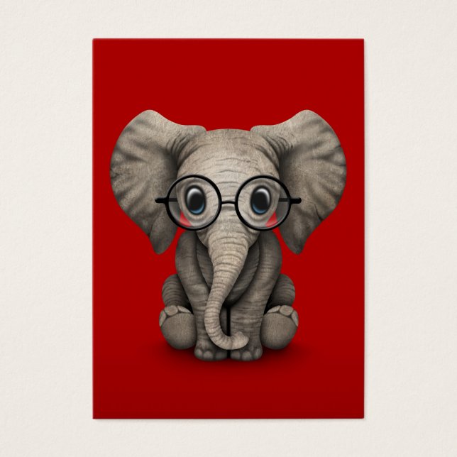 Eléphant mignon bébé avec lunettes de lecture Roug (Devant)