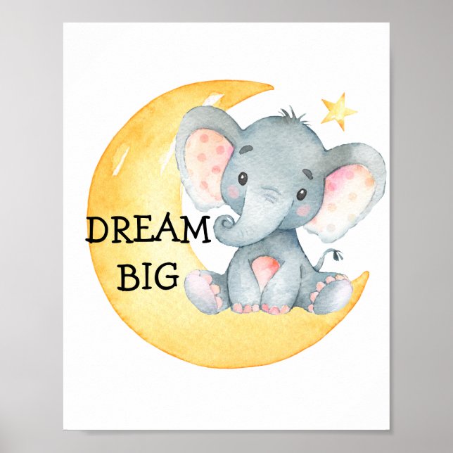 Elephant mignon Citation Nursery Imprimer Poster b (Devant)
