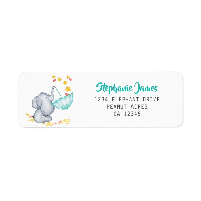 Eléphant mignon et étoiles Baby shower Adresse de  (Devant)