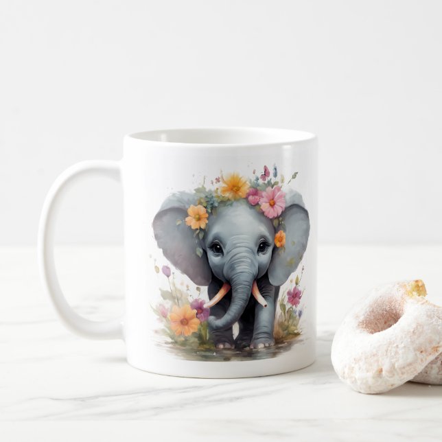 Eléphant mignon - Mug (Avec donut)