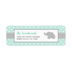 Elephant Mint Green Grey Polka Dot Baby Shower