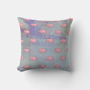 Elephant Modern Baby for Kids Pink Blue Throw Pillow
