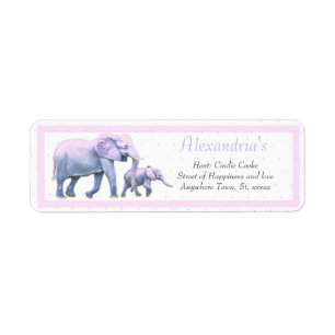 Eléphant moderne rose bébé fille douche Invitation