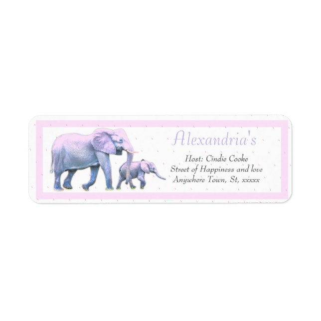 Eléphant moderne rose bébé fille douche Invitation (Devant)