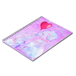 Elephant Mom and Baby - Add Your Picture / Name Notebook