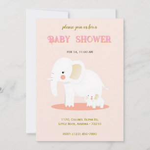 Elephant Mom and Baby Cute Shower Invitation