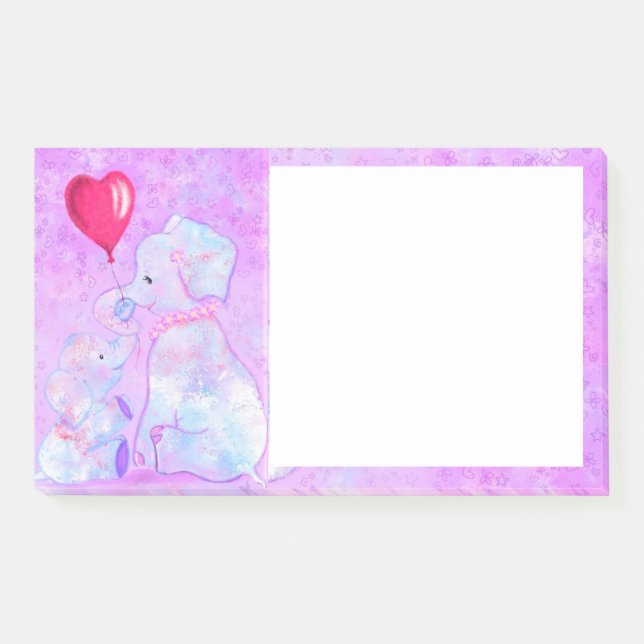 Elephant Mom and Baby Sticky Notes (Front)