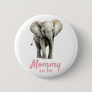 Elephant Mommy Baby Shower Pink Button