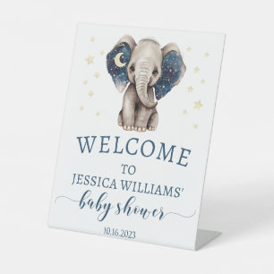 Elephant moon and stars baby shower welcome sign