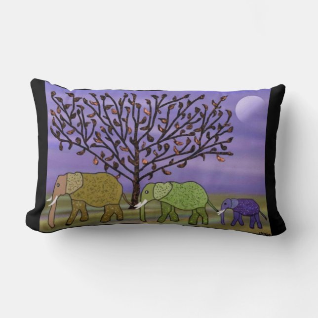 Elephant Moon Lumbar Pillow (Front)